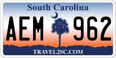 SC license plate AEM962