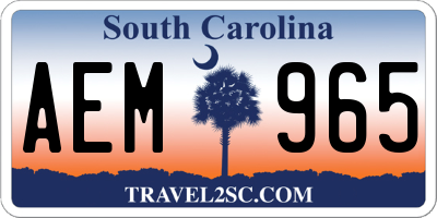 SC license plate AEM965