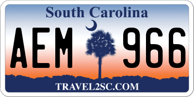 SC license plate AEM966