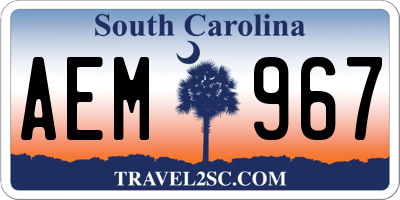 SC license plate AEM967