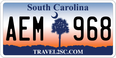 SC license plate AEM968