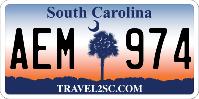 SC license plate AEM974
