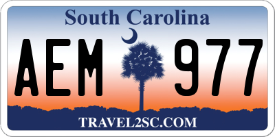 SC license plate AEM977