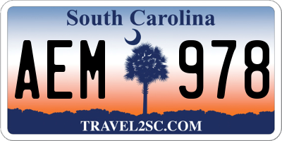 SC license plate AEM978