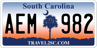SC license plate AEM982