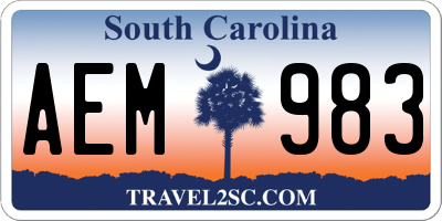 SC license plate AEM983