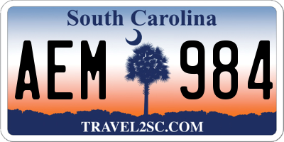 SC license plate AEM984