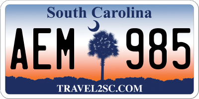 SC license plate AEM985