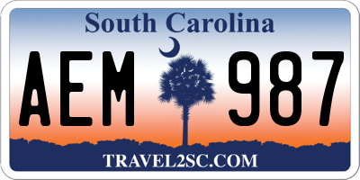 SC license plate AEM987