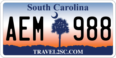 SC license plate AEM988