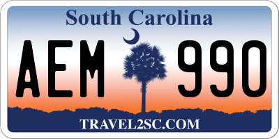 SC license plate AEM990