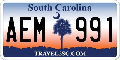 SC license plate AEM991