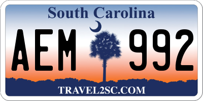 SC license plate AEM992