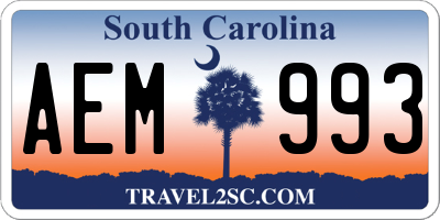 SC license plate AEM993