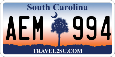 SC license plate AEM994
