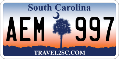 SC license plate AEM997