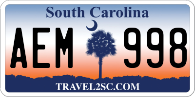 SC license plate AEM998
