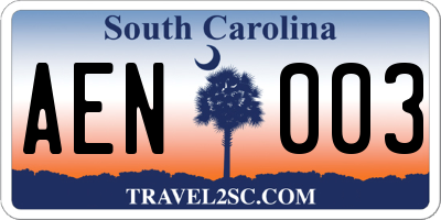 SC license plate AEN003