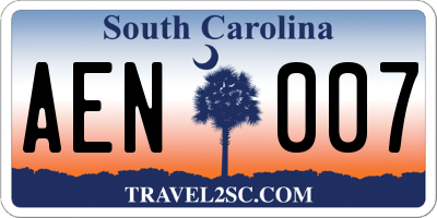 SC license plate AEN007