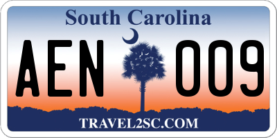 SC license plate AEN009
