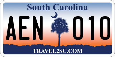 SC license plate AEN010