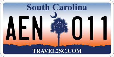 SC license plate AEN011