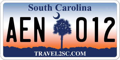 SC license plate AEN012