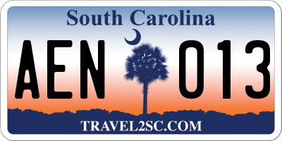 SC license plate AEN013