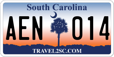SC license plate AEN014