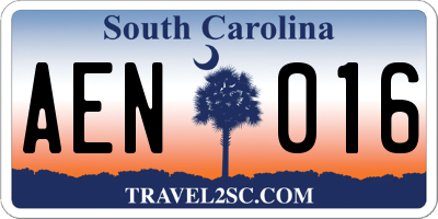 SC license plate AEN016
