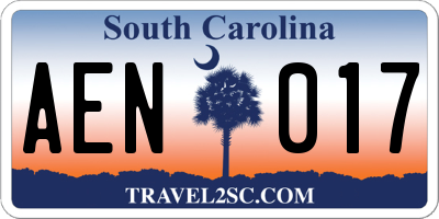 SC license plate AEN017