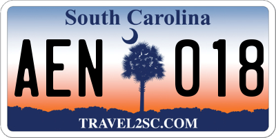 SC license plate AEN018