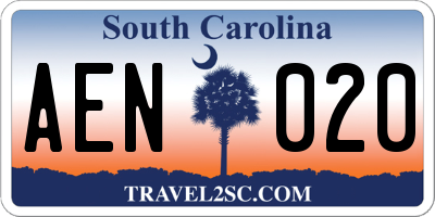 SC license plate AEN020