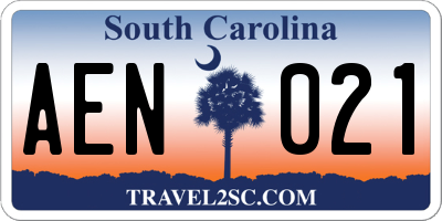 SC license plate AEN021