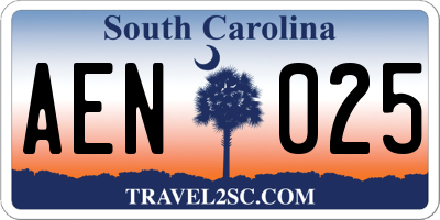 SC license plate AEN025