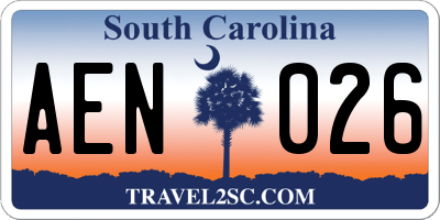 SC license plate AEN026