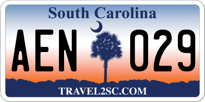 SC license plate AEN029