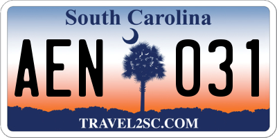 SC license plate AEN031