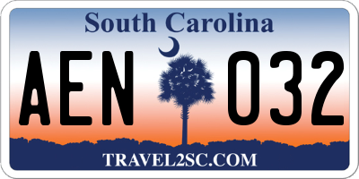 SC license plate AEN032