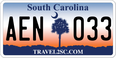 SC license plate AEN033