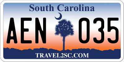 SC license plate AEN035