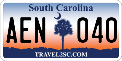 SC license plate AEN040