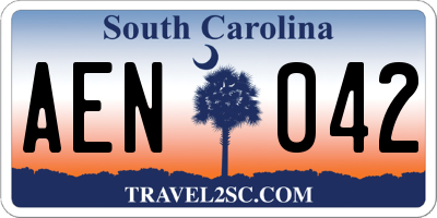 SC license plate AEN042