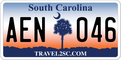 SC license plate AEN046