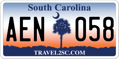 SC license plate AEN058