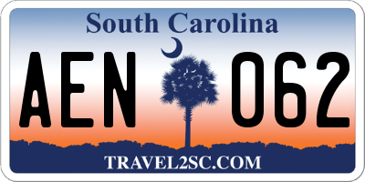 SC license plate AEN062