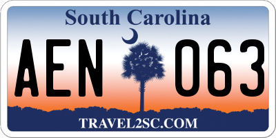 SC license plate AEN063