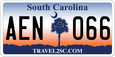 SC license plate AEN066