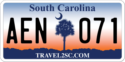 SC license plate AEN071