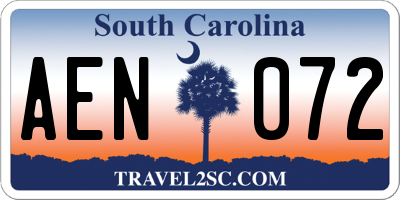 SC license plate AEN072
